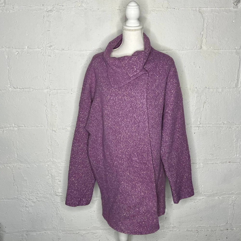 Eileen Fisher Women's Alpaca Wool Silk Purple Coatigan Sweater Jacket Coat Sz 2X